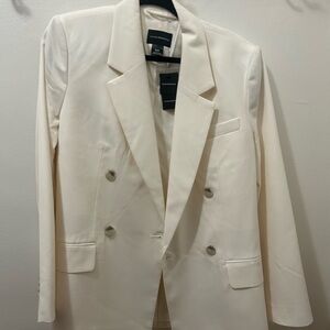 Club Monaco Women's Cream Double-Breasted Blazer